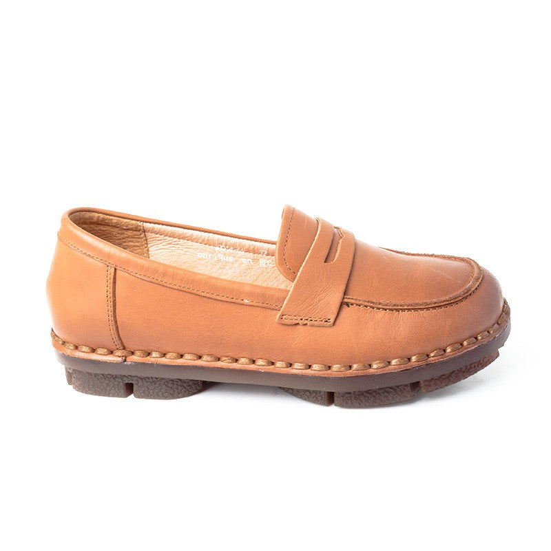 Chaussures Femme Pantoufles en Cuir, Couleur Camel / G0014-66 / BEL CHOU'S