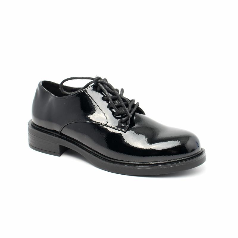 Chaussures Femme Derbies, Couleur Vernis Noir / J001-52 / MINIA