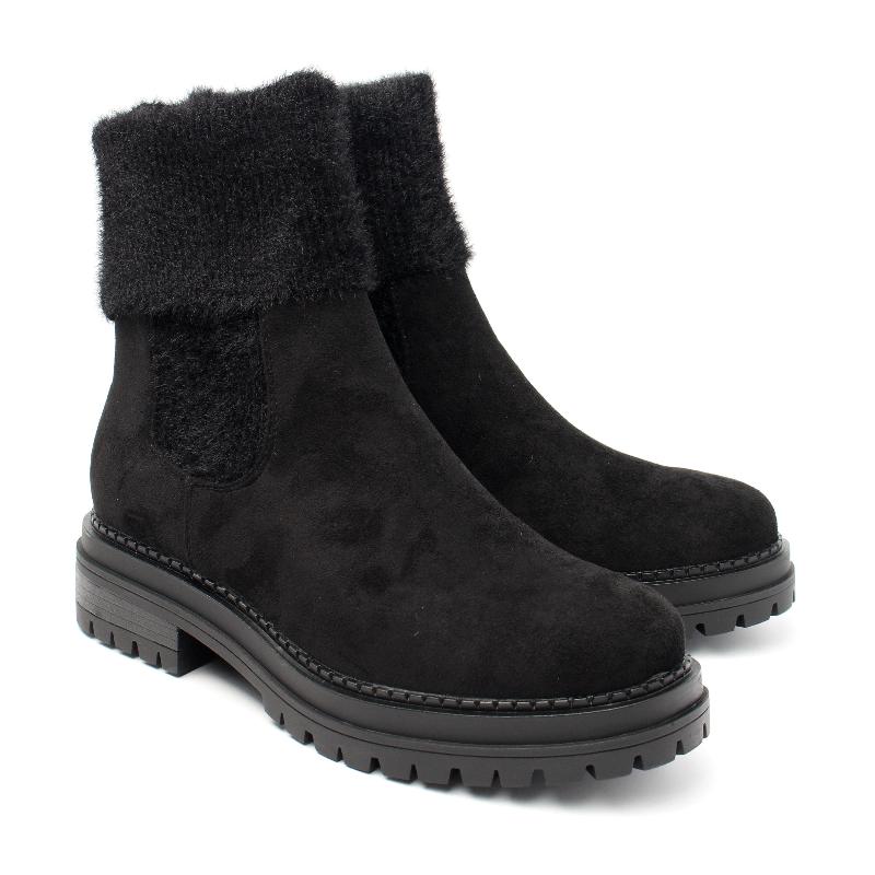 Chaussures Femme Bottines, Couleur Daim Noir / J115-51 / MINIA