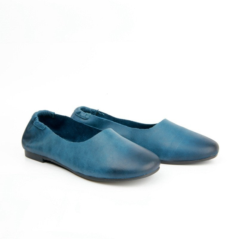 Chaussures Femme Pantoufles en Cuir, Couleur Bleu Marine / G0010-84 / BEL CHOU'S