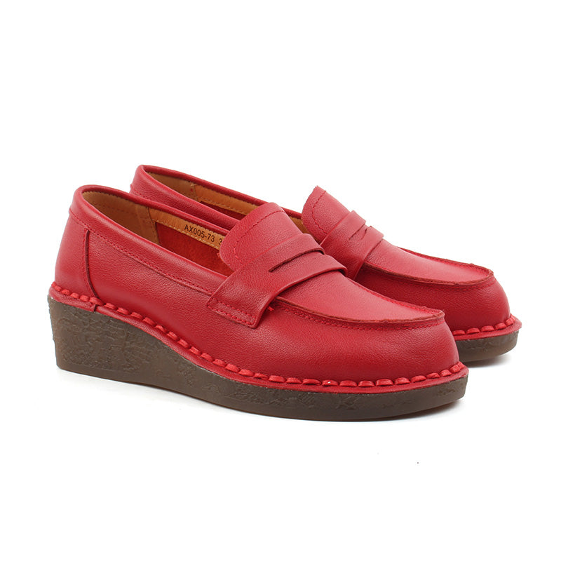Chaussures Femme Mocassins en Cuir, Couleur Rouge / AX005-73 / BEL CHOU'S