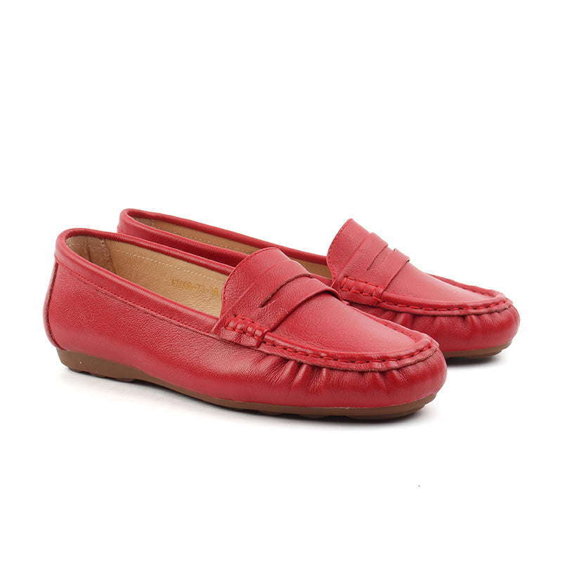 Chaussures Femme Mocassins en Cuir, Couleur Rouge / AX008-73 / BEL CHOU'S