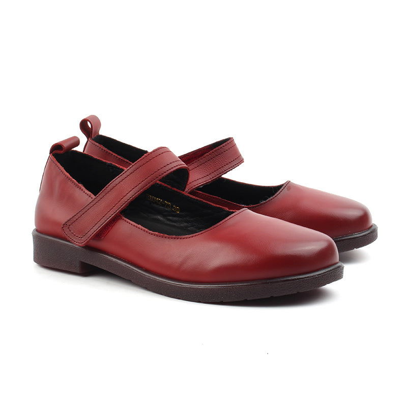 Chaussures Femme Ballerines en Cuir, Couleur Rouge / EX042-73 / BEL CHOU'S