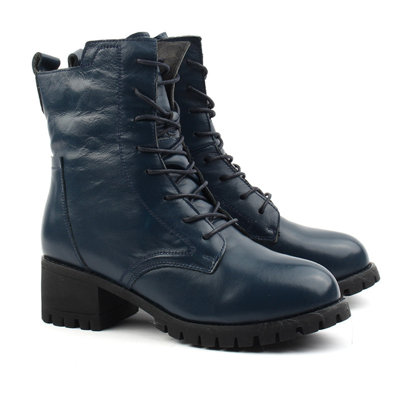Chaussures Femme Bottines en Cuir, Couleur Bleu Marine / EX112-84 / BEL CHOU'S