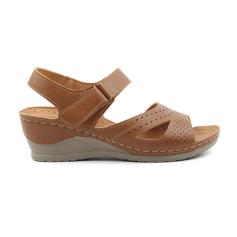 Chaussures Femme Sandales en Cuir, Couleur Camel / F001-66 / BEL CHOU'S