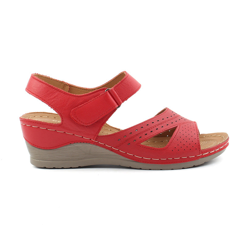 Chaussures Femme Sandales en Cuir, Couleur Rouge / F001-73 / BEL CHOU'S