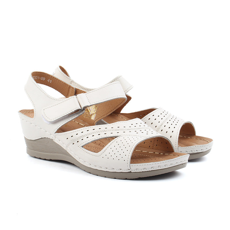Chaussures Femme Sandales en Cuir, Couleur Blanc / F001-99 / BEL CHOU'S
