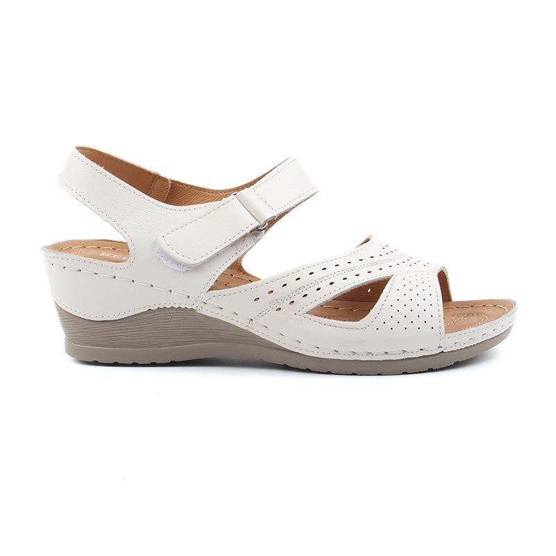 Chaussures Femme Sandales en Cuir, Couleur Blanc / F001-99 / BEL CHOU'S