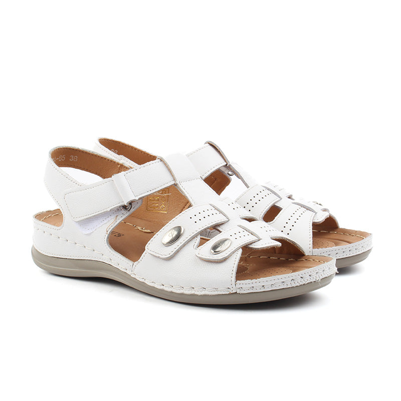 Chaussures Femme Sandales en Cuir, Couleur Blanc / F004-65 / BEL CHOU'S
