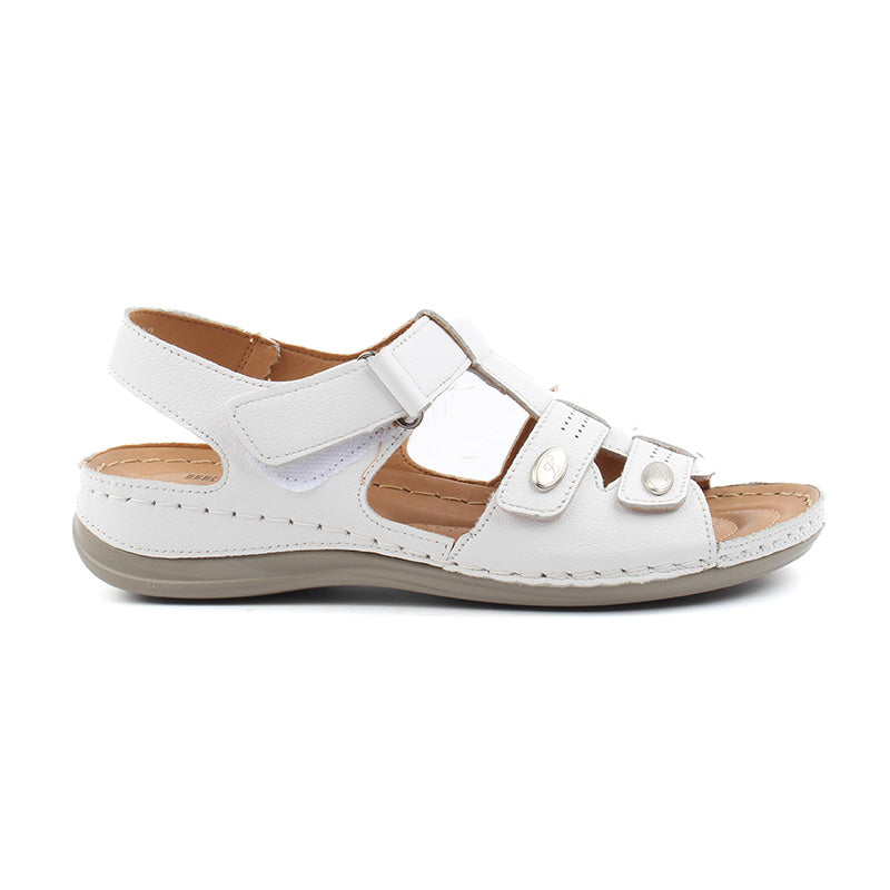 Chaussures Femme Sandales en Cuir, Couleur Blanc / F004-65 / BEL CHOU'S