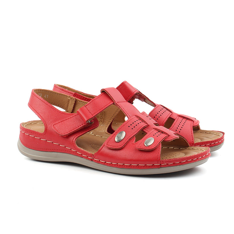 Chaussures Femme Sandales en Cuir, Couleur Rouge / F004-73 / BEL CHOU'S