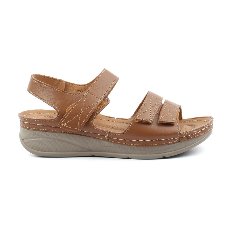 Chaussures Femme Sandales en Cuir, Couleur Camel / F007-66 / BEL CHOU'S
