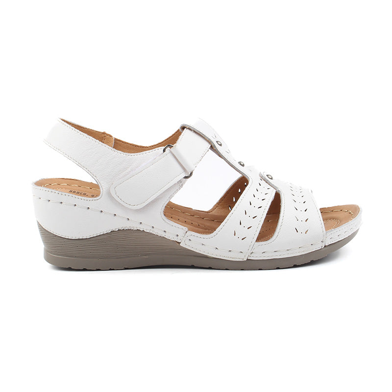 Chaussures Femme Sandales en Cuir, Couleur Blanc / F008-65 / BEL CHOU'S