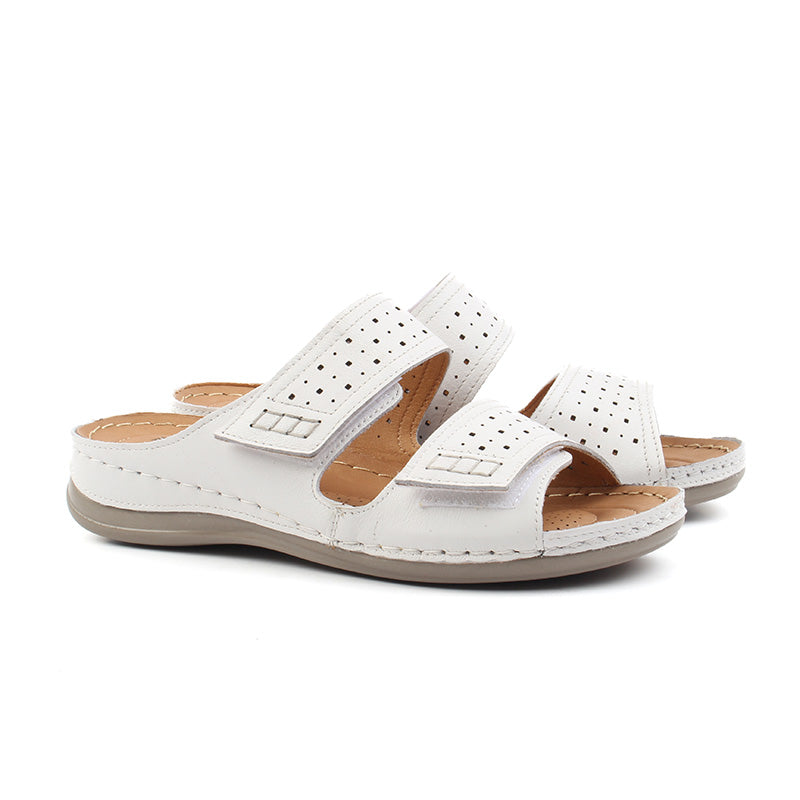 Chaussures Femme Sandales en Cuir, Couleur Blanc / F009-65 / BEL CHOU'S
