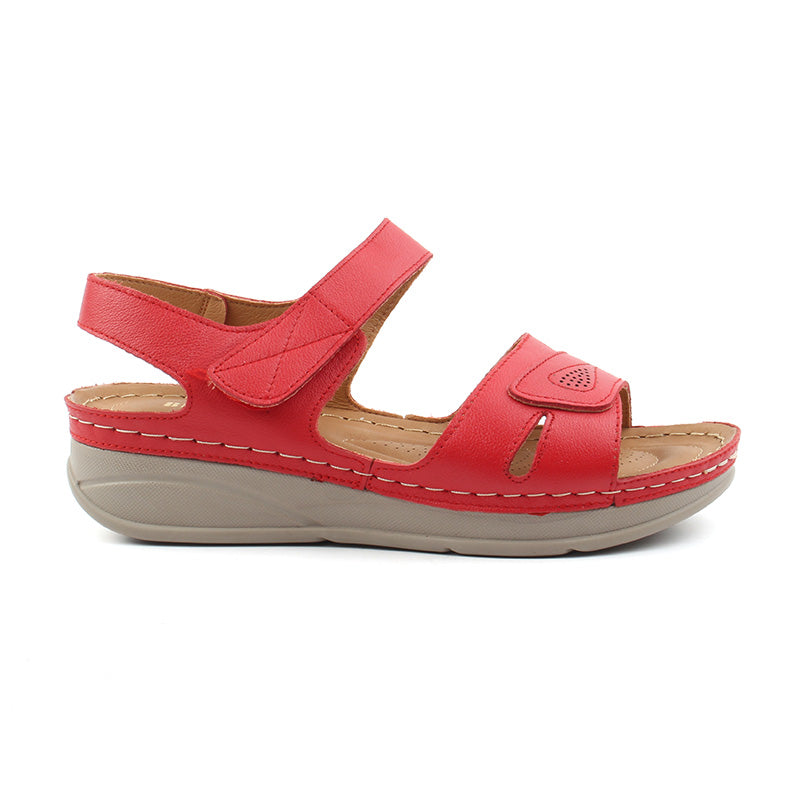 Chaussures Femme Sandales en Cuir, Couleur Rouge / F010-73 / BEL CHOU'S