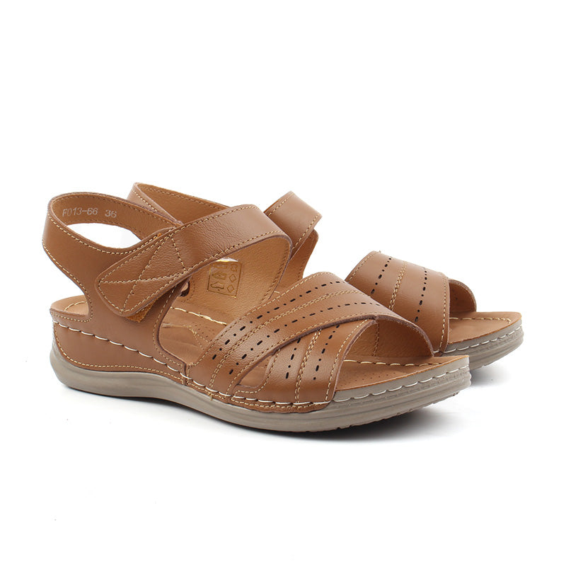 Chaussures Femme Sandales en Cuir, Couleur Camel / F013-66 / BEL CHOU'S