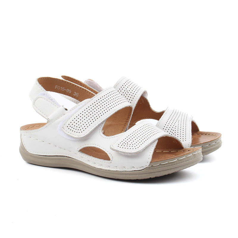 Chaussures Femme Sandales en Cuir, Couleur Blanc / F015-99 / BEL CHOU'S