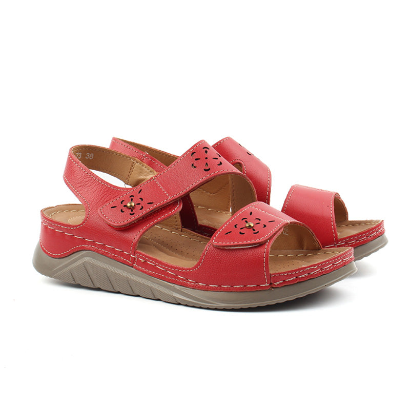 Chaussures Femme Sandales en Cuir, Couleur Rouge / F016-73 / BEL CHOU'S
