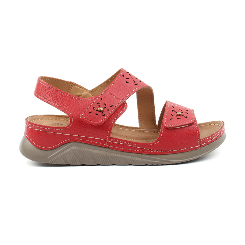Chaussures Femme Sandales en Cuir, Couleur Rouge / F016-73 / BEL CHOU'S