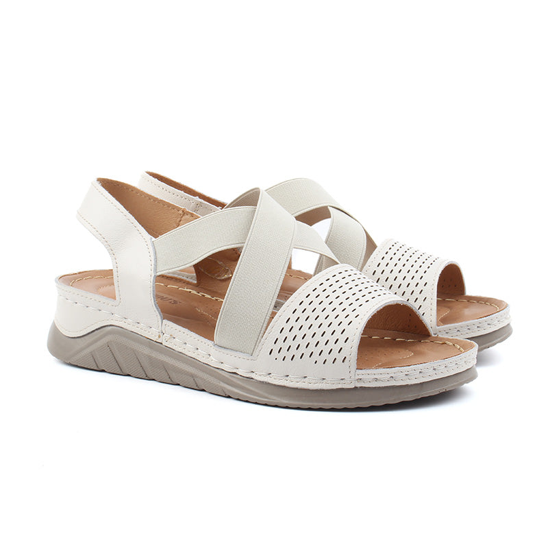 Chaussures Femme Sandales en Cuir, Couleur Blanc / F017-65 / BEL CHOU'S