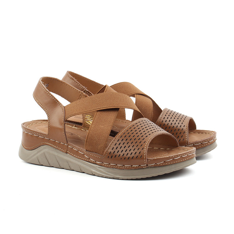 Chaussures Femme Sandales en Cuir, Couleur Camel / F017-66 / BEL CHOU'S