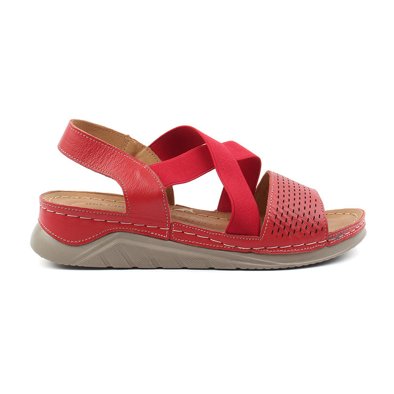 Chaussures Femme Sandales en Cuir, Couleur Rouge / F017-73 / BEL CHOU'S
