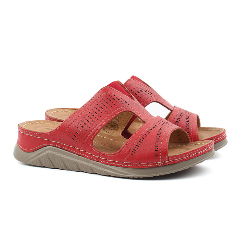 Chaussures Femme Sandales en Cuir, Couleur Rouge / F018-73 / BEL CHOU'S
