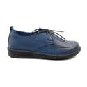 Derbies Femme En Cuir – Fermeture Scratch – Couleur Bleu – Largeur Grande – Talon 2.5 Cm – Confort Assuré - 10