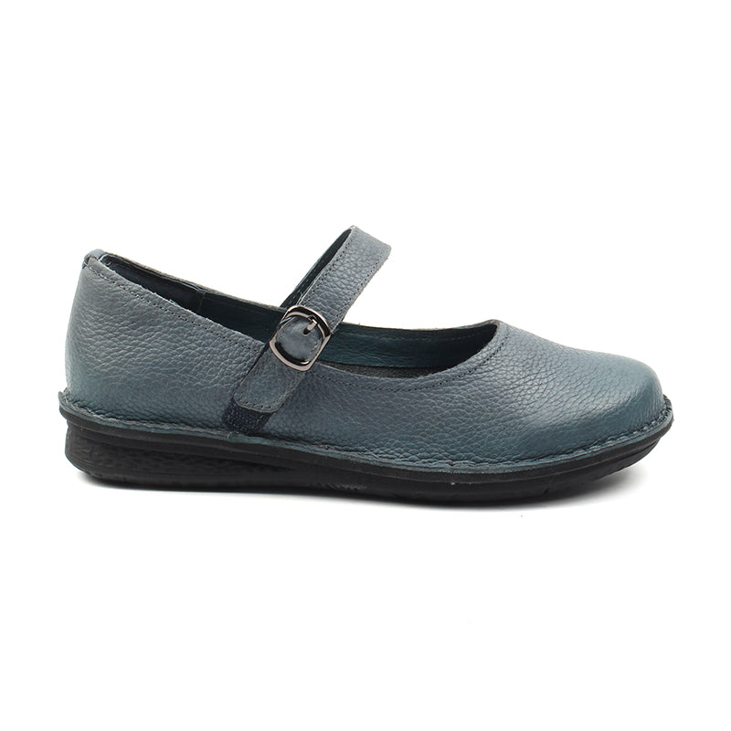 Chaussures Femme Ballerines en Cuir, Couleur Bleu Marine / G0019-84 / BEL CHOU'S