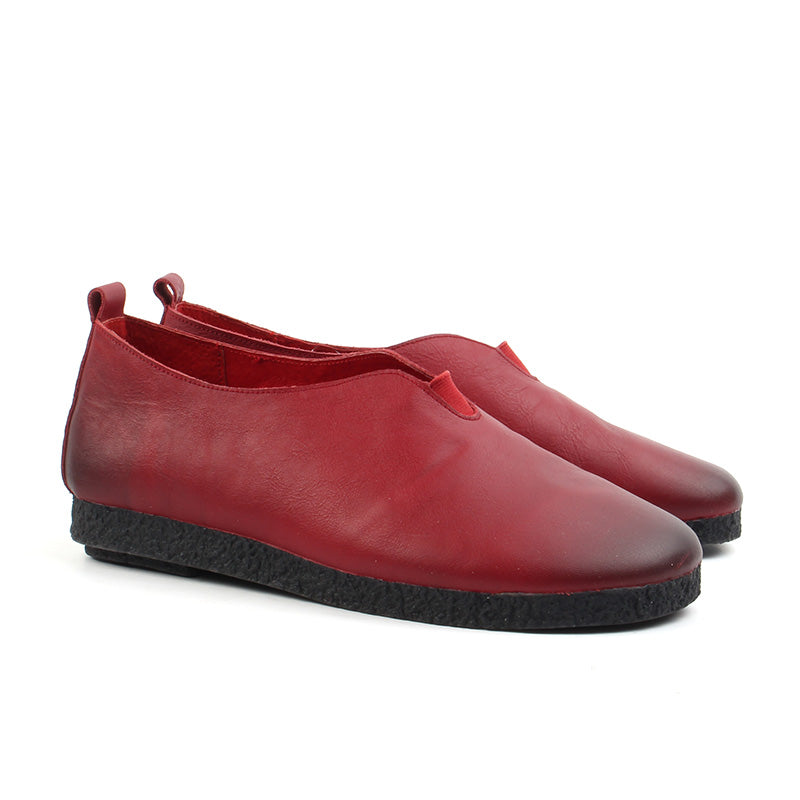 Chaussures Femme Mocassins en Cuir, Couleur Rouge / G031-73 / BEL CHOU'S