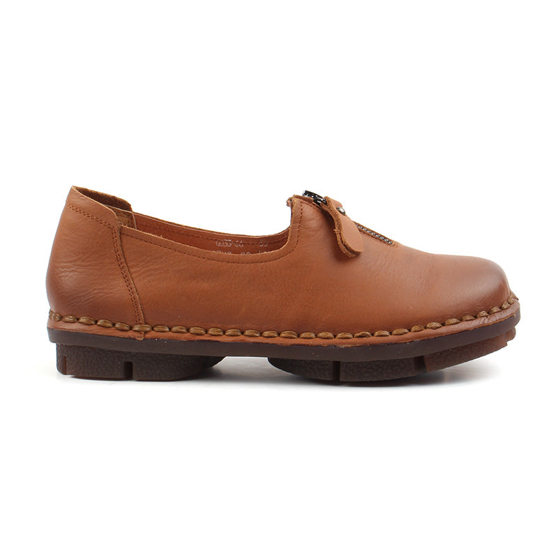 Chaussures Femme Mocassins en Cuir, Couleur Camel / G033-66 / BEL CHOU'S