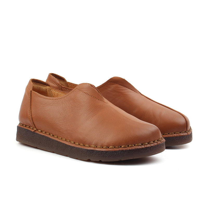 Chaussures Femme Mocassins en Cuir, Couleur Camel / G035-66 / BEL CHOU'S