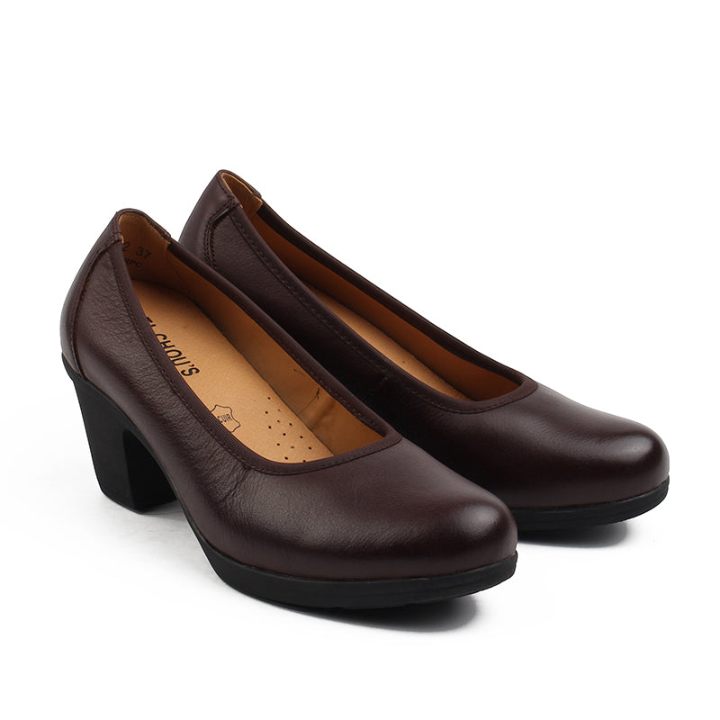 Chaussures Femme Escarpins en Cuir, Couleur Marron / H001-62 / BEL CHOU'S