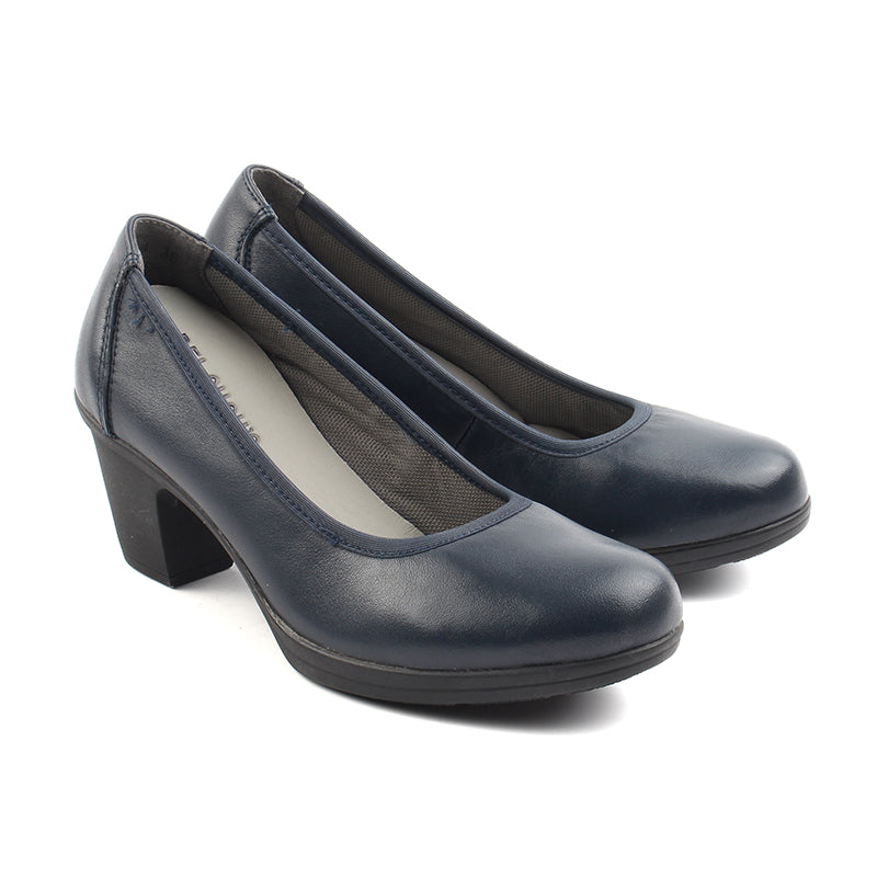 Chaussures Femme Escarpins en Cuir, Couleur Bleu Marine / H001-84 / BEL CHOU'S