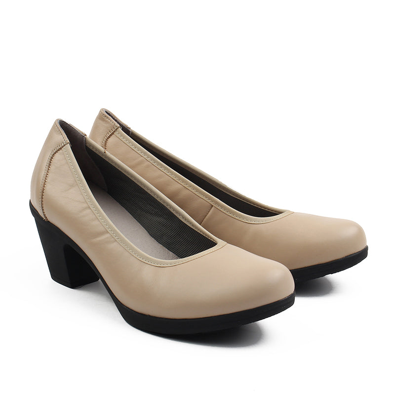 Chaussures Femme Escarpins en Cuir, Couleur Beige / H001-99 / BEL CHOU'S