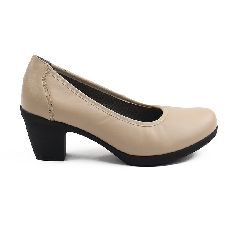 Chaussures Femme Escarpins en Cuir, Couleur Beige / H001-99 / BEL CHOU'S