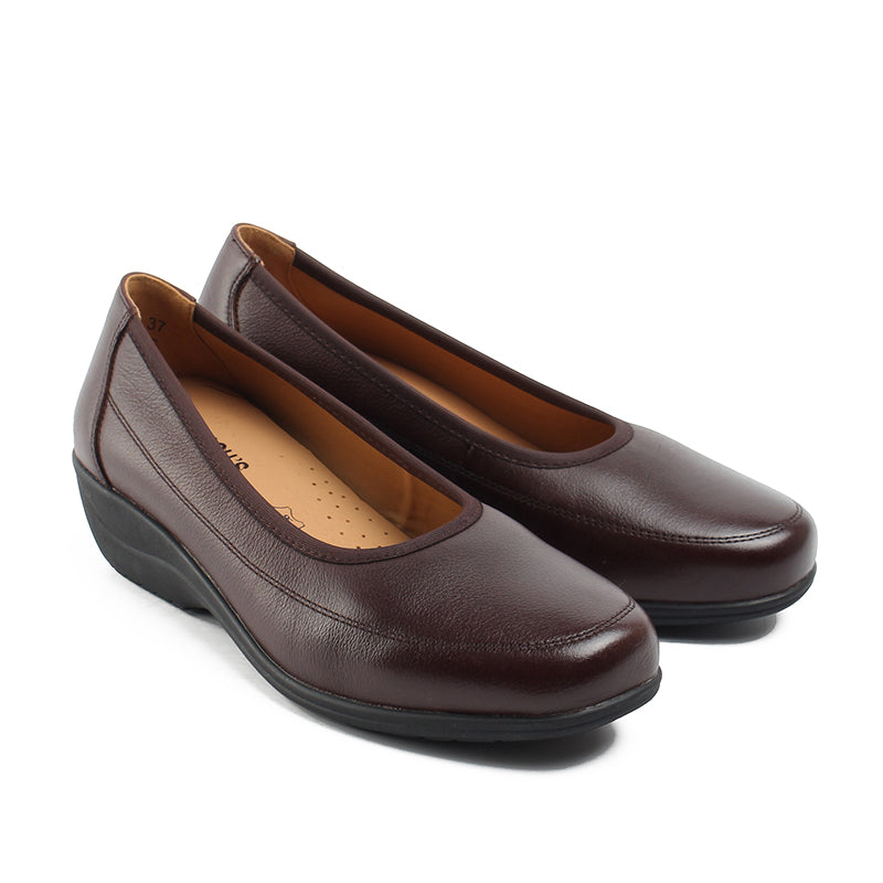 Chaussures Femme Ballerines en Cuir, Couleur Marron / H009-62 / BEL CHOU'S