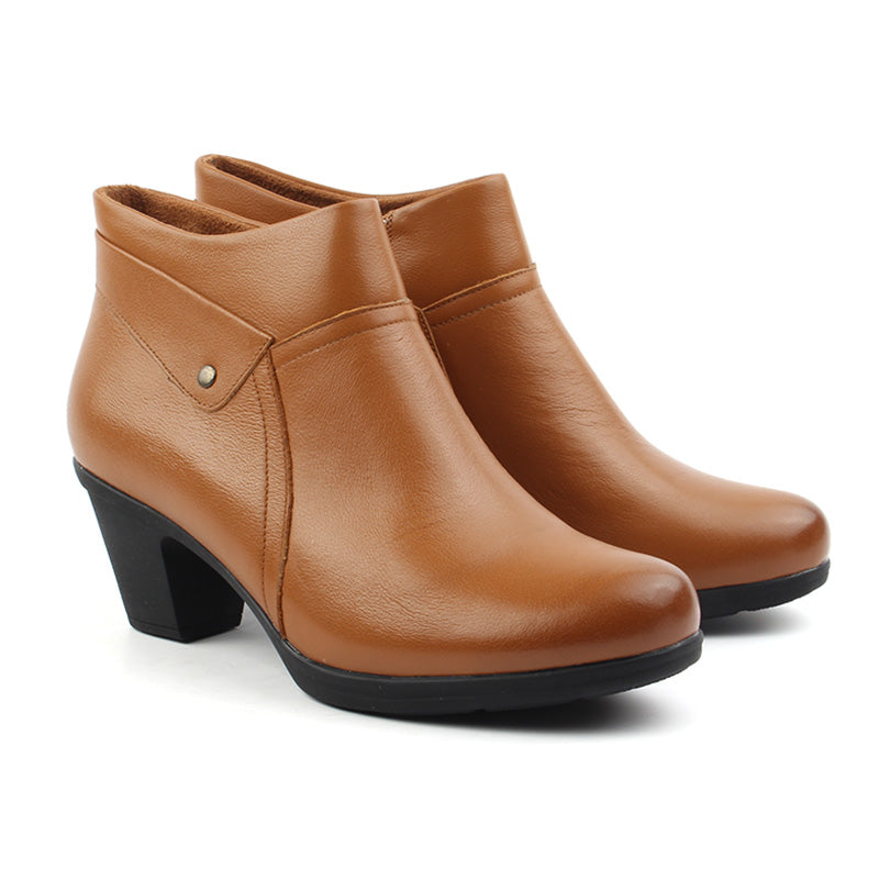 Chaussures Femme Bottines en Cuir, Couleur Camel / H111-66 / BEL CHOU'S