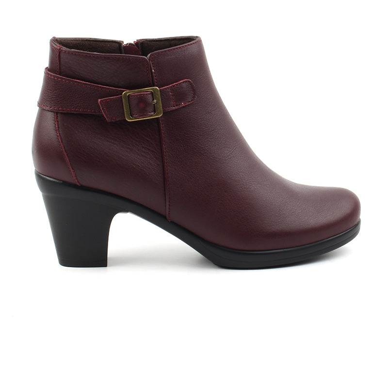 Chaussures Femme Bottines en Cuir, Couleur Bordeaux H115-73