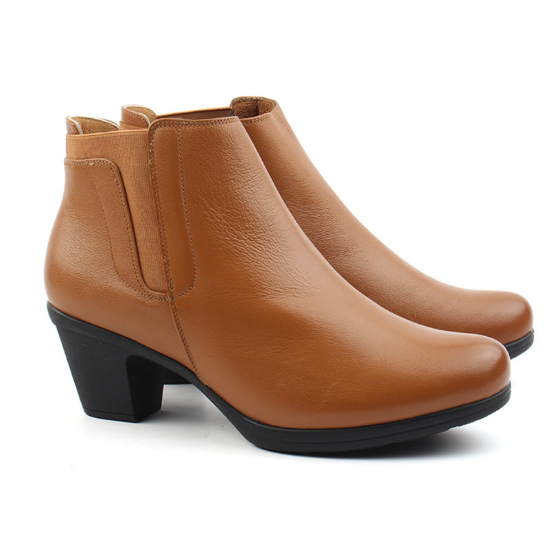 Chaussures Femme Bottines en Cuir, Couleur Camel / H116-66 / BEL CHOU'S