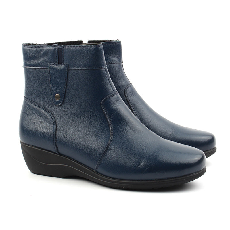 Chaussures Femme Bottines en Cuir, Couleur Bleu Marine / H120-84 / BEL CHOU'S