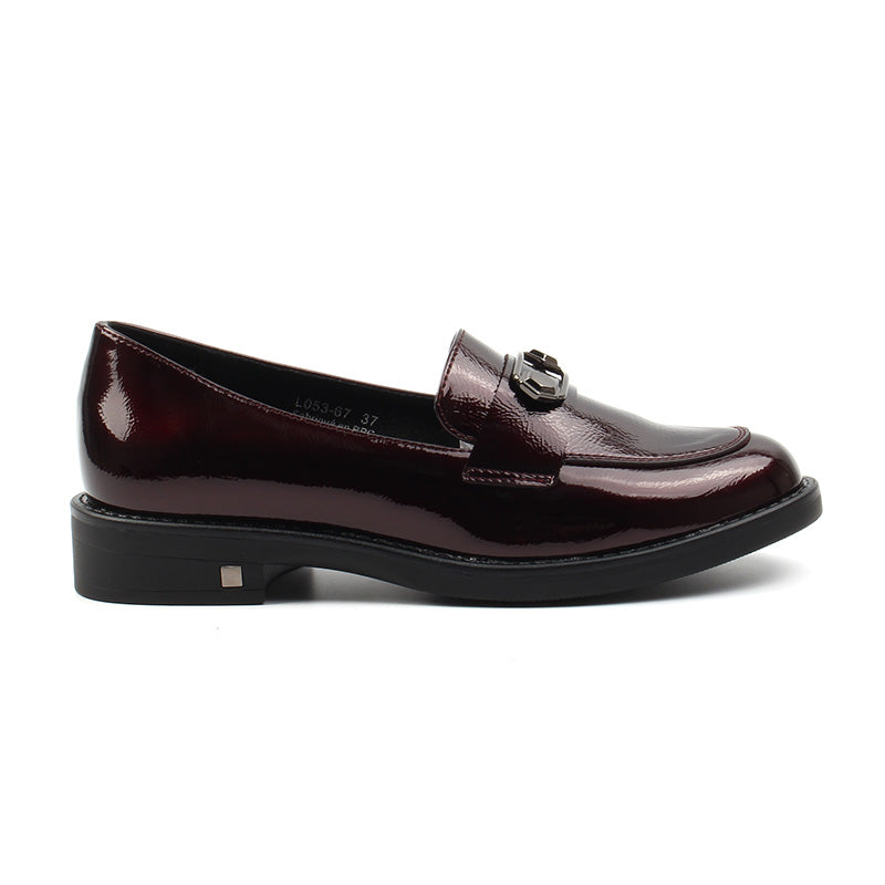 Chaussures Femme Mocassins, Couleur Vernis Bordeaux / L053-67 / MINIA