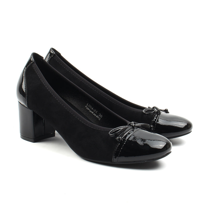 Chaussures Femme Escarpins, Couleur Vernis Noir,Daim Noir / L054-51 / MINIA