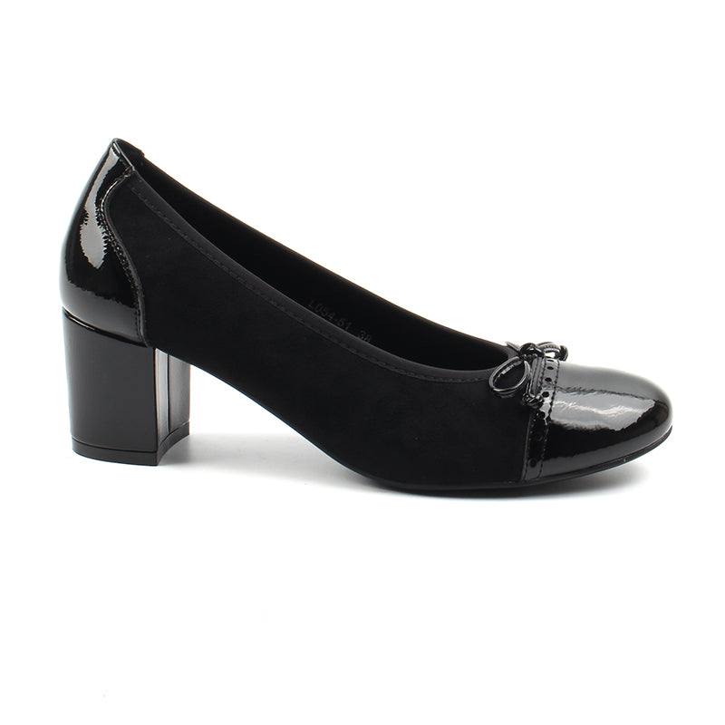 Chaussures Femme Escarpins, Couleur Vernis Noir,Daim Noir / L054-51 / MINIA