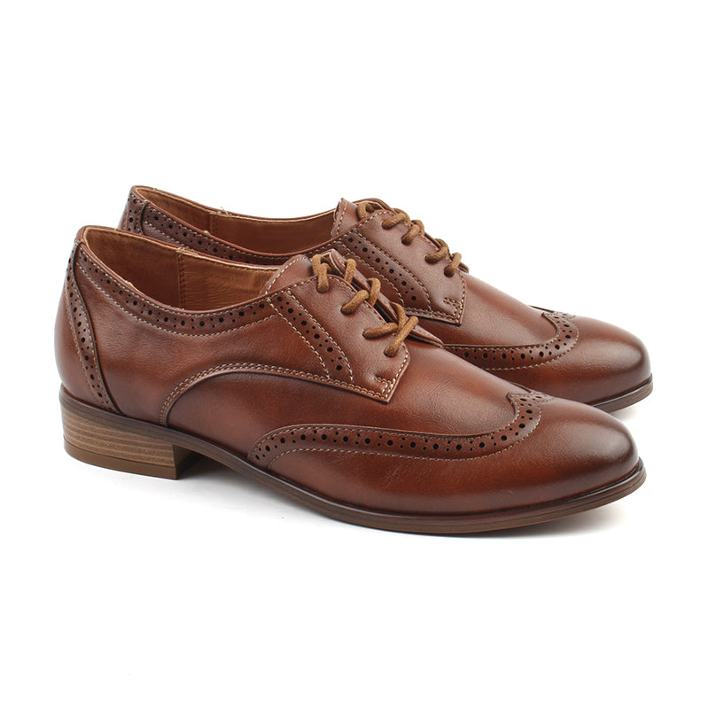Chaussures Femme Derbies, Couleur Camel / L059-66 / MINIA
