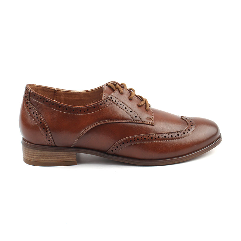 Chaussures Femme Derbies, Couleur Camel / L059-66 / MINIA