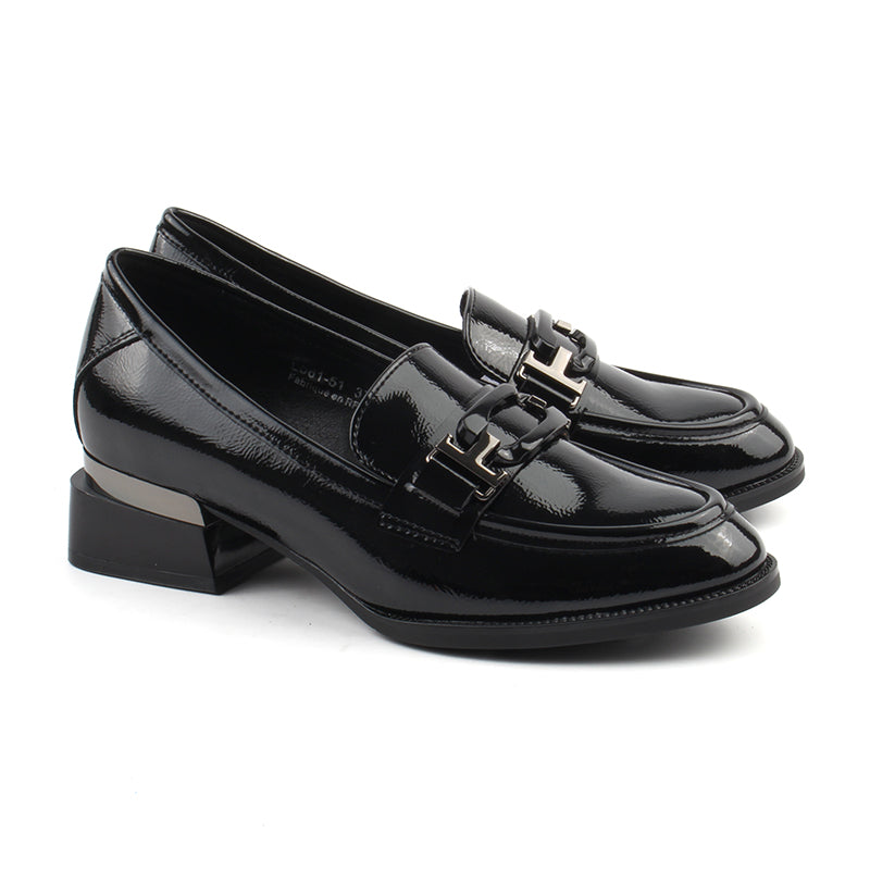 Chaussures Femme Mocassins, Couleur Vernis Noir / L061-51 / MINIA