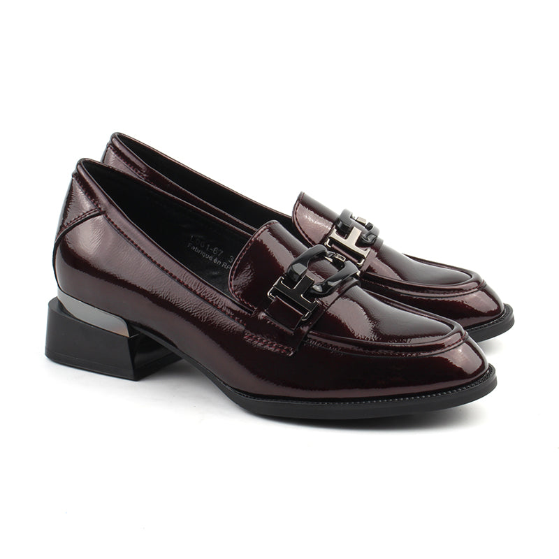 Chaussures Femme Mocassins, Couleur Vernis Bordeaux / L061-67 / MINIA
