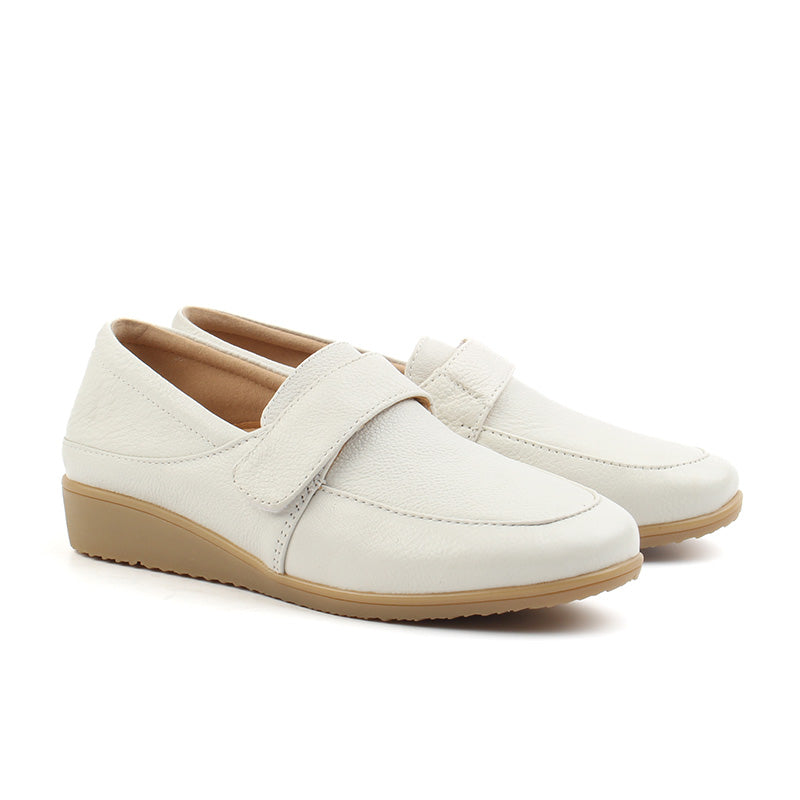 Chaussures Femme Mocassins en Cuir, Couleur Blanc / M021-99 / BEL CHOU'S