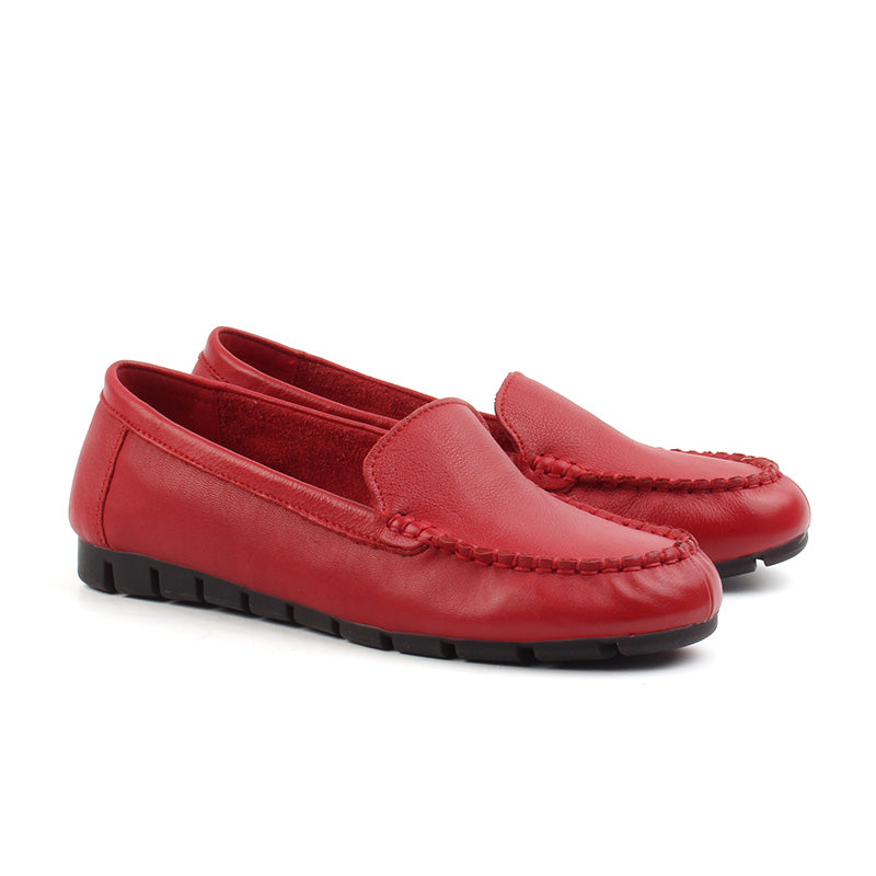 Chaussures Femme Mocassins en Cuir, Couleur Rouge / M022-73 / BEL CHOU'S